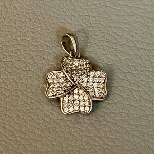 Sterling silver 925 and CZ cubic zirconia four leaf clover flower pendant